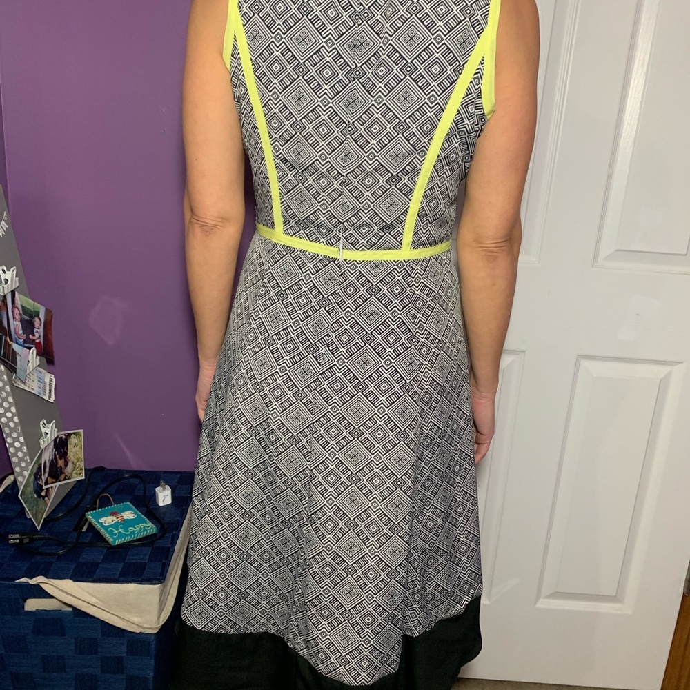 Black White Dress w Green Accents